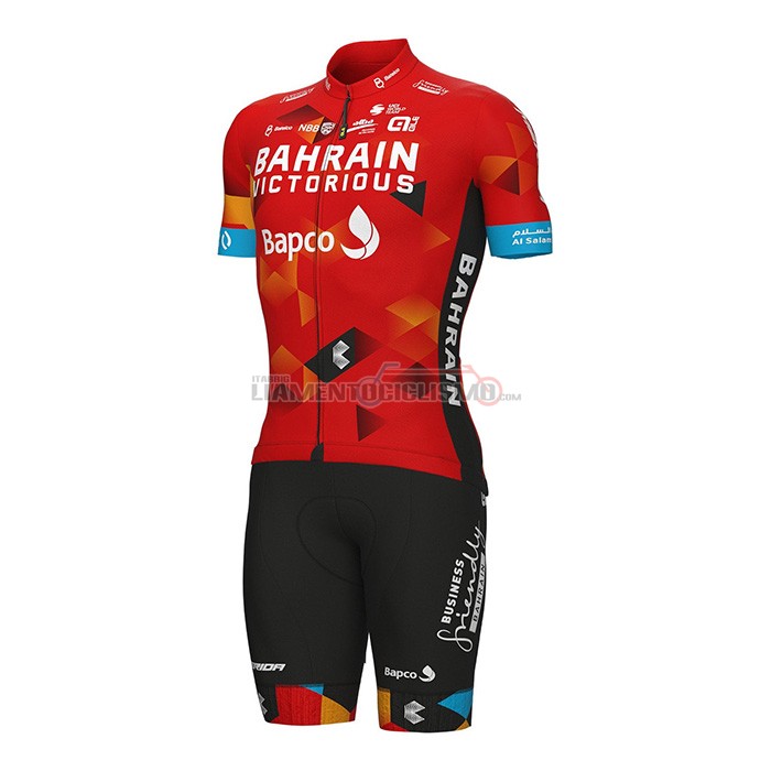 Abbigliamento Ciclismo Bahrain Victorious Manica Corta 2022 Rosso